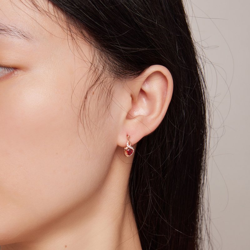 (kuva) Pandora-tyyliset Rose Gold Love Bond -korvarenkaat - BSE815 - Näytä 5