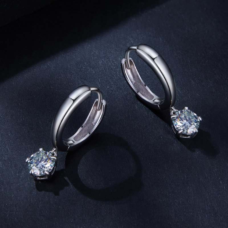 (kuva) Pandora-tyyliset 0,5 ct moissanite korvarenkaat (kaksi sertifikaattia) - MSE040 - Näytä 3