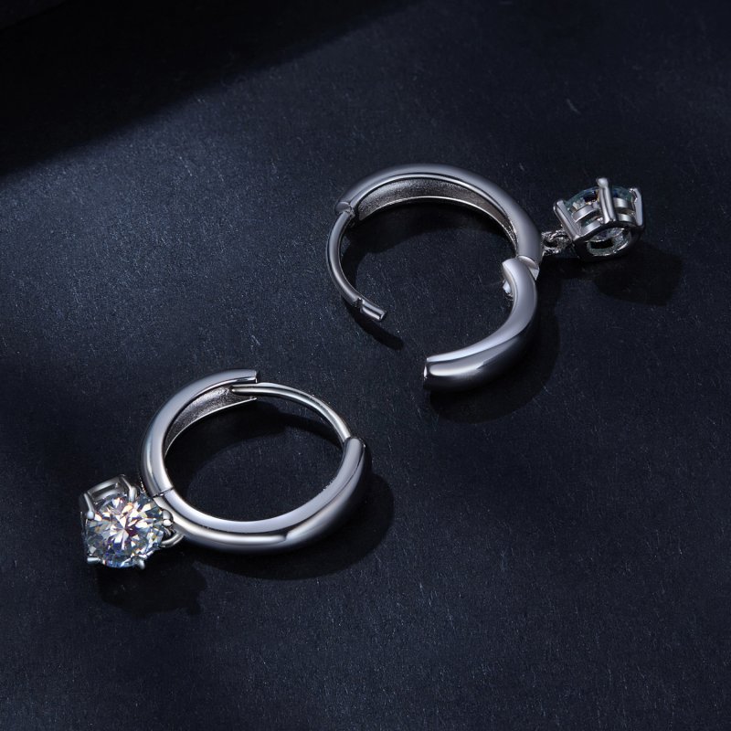 (kuva) Pandora-tyyliset 0,5 ct moissanite korvarenkaat (kaksi sertifikaattia) - MSE040 - Näytä 4