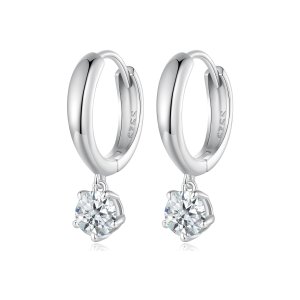 (kuva) Pandora-tyyliset 0,5 ct moissanite korvarenkaat (kaksi sertifikaattia) - MSE040