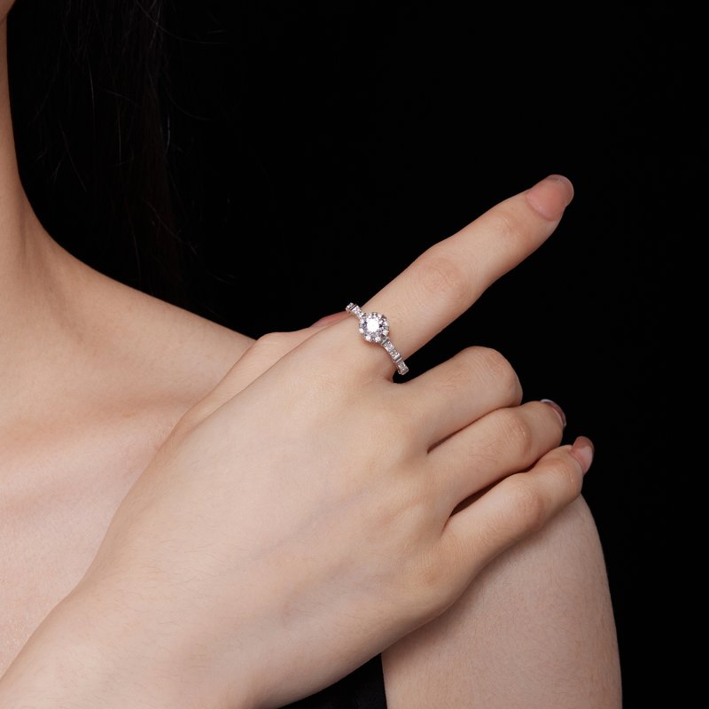 (kuva) Pandora-tyylinen hienostunut moissanite-sormus - MSR023 - Näytä 5