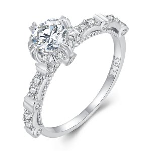 (kuva) Pandora-tyylinen hienostunut moissanite-sormus - MSR023