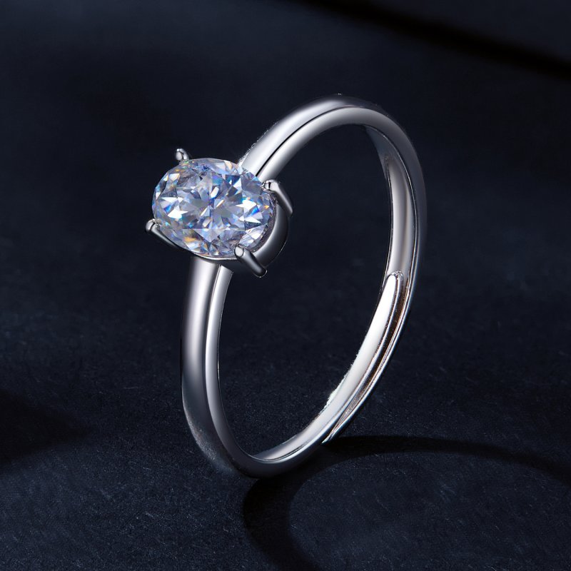 (kuva) Pandora-tyylinen 1 Ct munamainen moissanite-sormus (yksi sertifikaatti) - MSR039 - Näytä 2