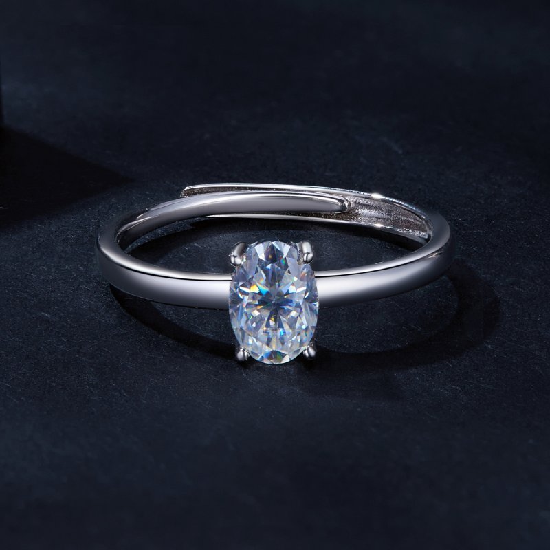 (kuva) Pandora-tyylinen 1 Ct munamainen moissanite-sormus (yksi sertifikaatti) - MSR039 - Näytä 3