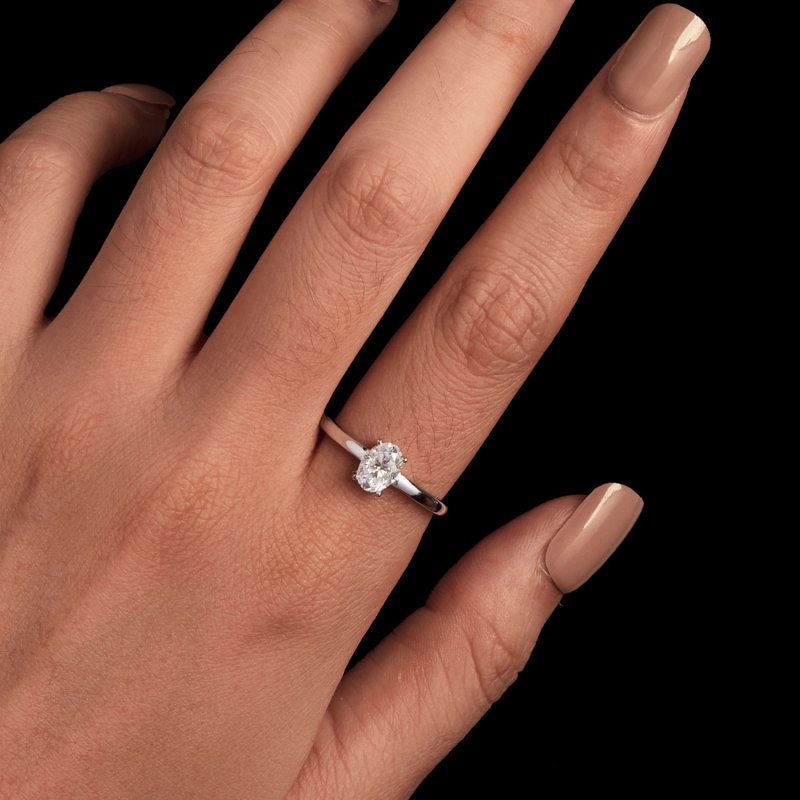 (kuva) Pandora-tyylinen 1 Ct munamainen moissanite-sormus (yksi sertifikaatti) - MSR039 - Näytä 4