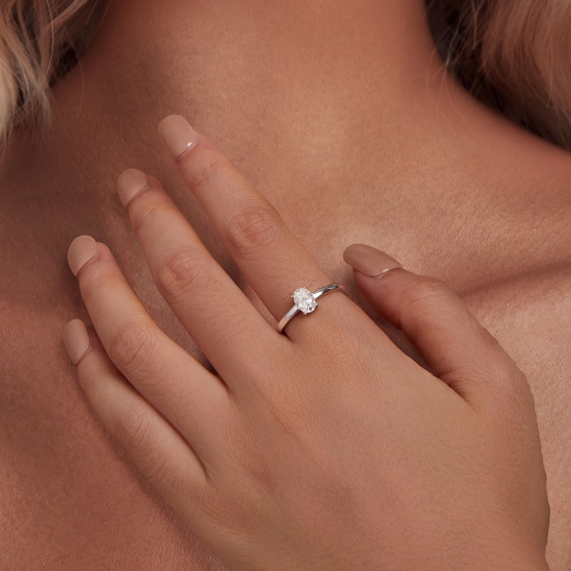 (kuva) Pandora-tyylinen 1 Ct munamainen moissanite-sormus (yksi sertifikaatti) - MSR039 - Näytä 5