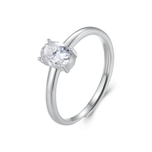 (kuva) Pandora-tyylinen 1 Ct munamainen moissanite-sormus (yksi sertifikaatti) - MSR039