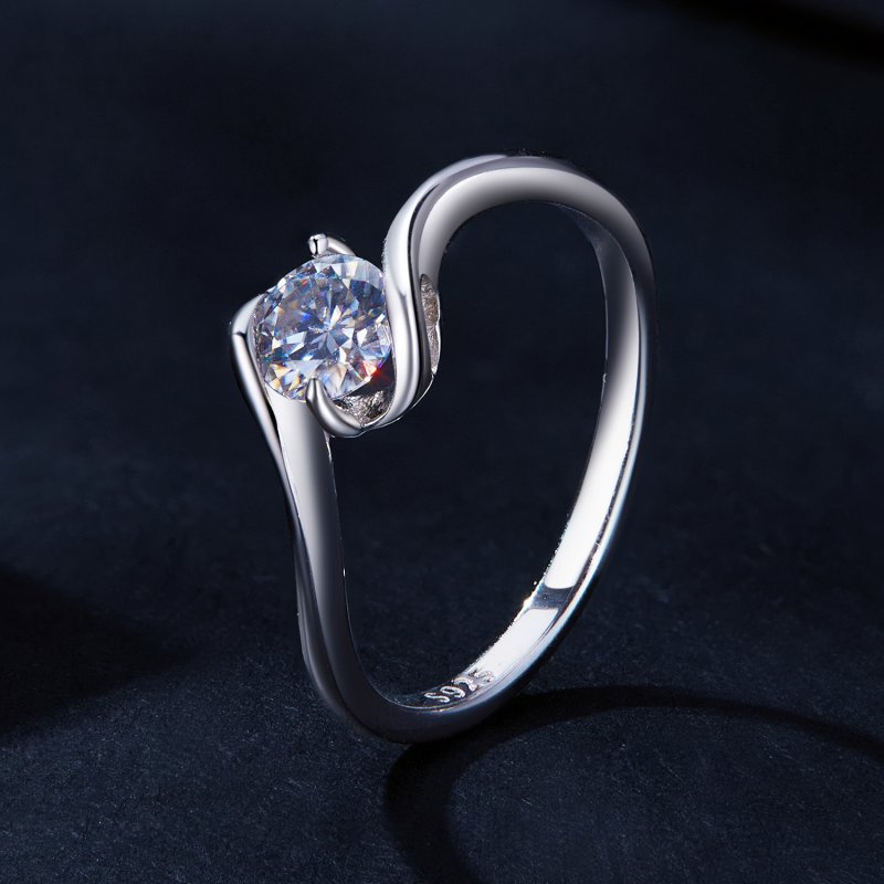 (kuva) Pandora-tyylinen 0,5 ct moissanite-sormus (yksi sertifiointi) - MSR040 - Näytä 2