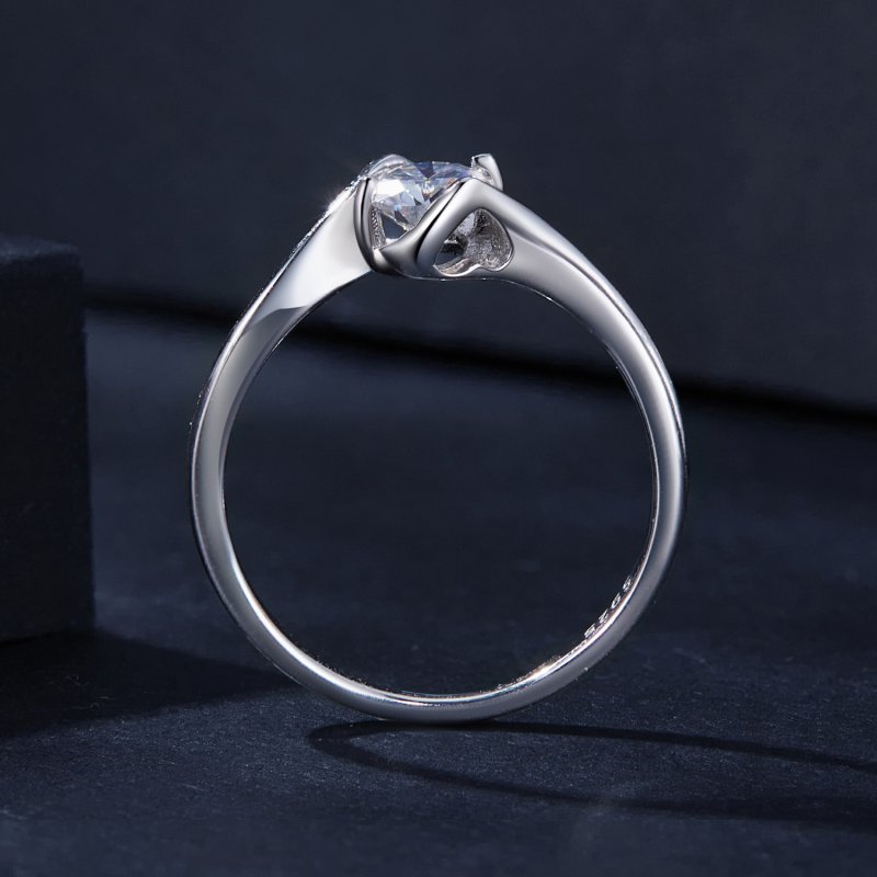 (kuva) Pandora-tyylinen 0,5 ct moissanite-sormus (yksi sertifiointi) - MSR040 - Näytä 3