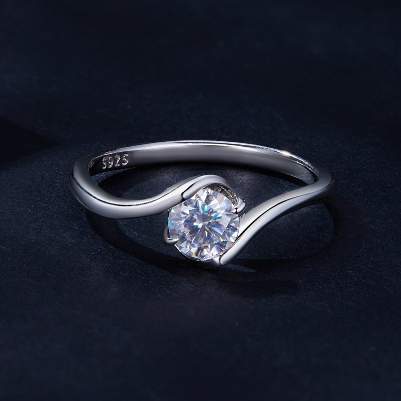 (kuva) Pandora-tyylinen 0,5 ct moissanite-sormus (yksi sertifiointi) - MSR040 - Näytä 4