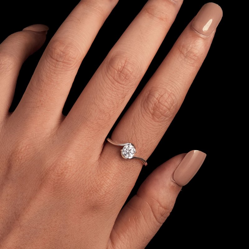 (kuva) Pandora-tyylinen 0,5 ct moissanite-sormus (yksi sertifiointi) - MSR040 - Näytä 5