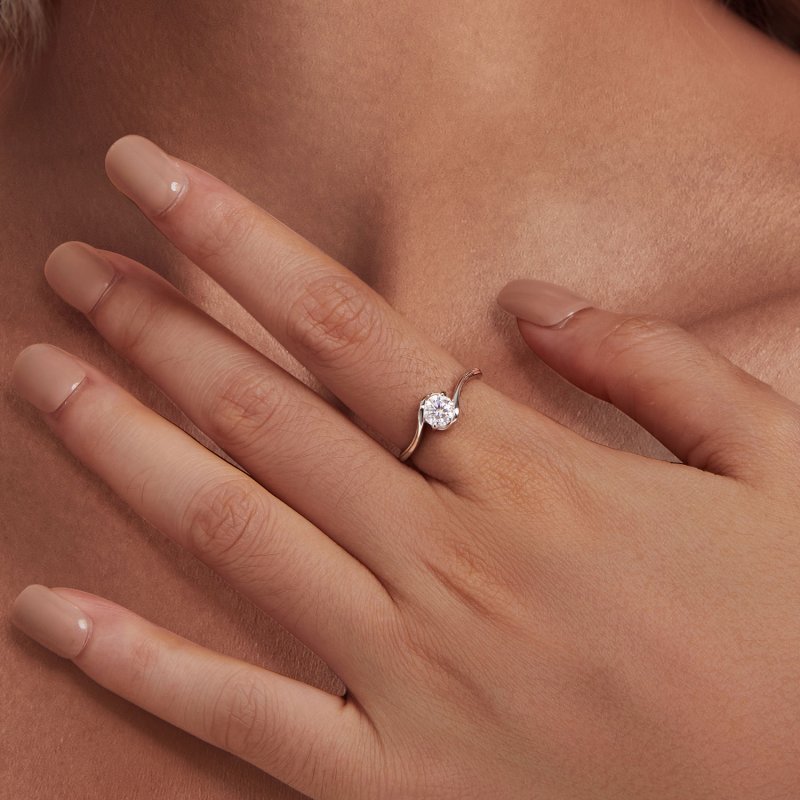(kuva) Pandora-tyylinen 0,5 ct moissanite-sormus (yksi sertifiointi) - MSR040 - Näytä 6