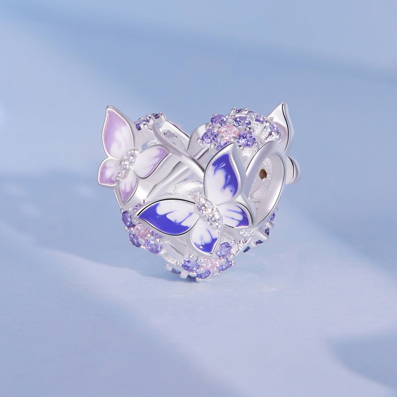 (kuva) Pandora-tyylinen Sydämenmuotoinen Perhosen Amuletti - SCC2464 - Näytä 2