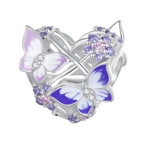 (kuva) Pandora-tyylinen Sydämenmuotoinen Perhosen Amuletti - SCC2464