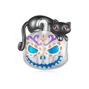 (kuva) Pandora-tyylinen Halloween-porkkanalyhty -koru - SCC2626