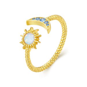 (kuva) Pandora-tyylinen Aurinko, Kuu ja Tähdet -avorengas - SCR796-B