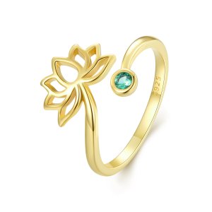 (kuva) Pandora-tyylinen Yksinkertainen Lootus Avoin Rengas - SCR821-B