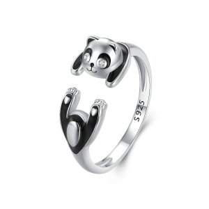(kuva) Pandora-tyylinen Panda Open Ring - SCR969-E