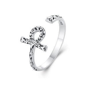 (kuva) Pandora-tyylinen Ankh-risti Open Ring - SCR972-E