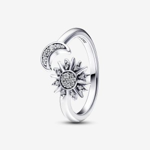 (kuva) Pandora Aurinko ja kuu - avorengas sterling hopeaa - 192845C01