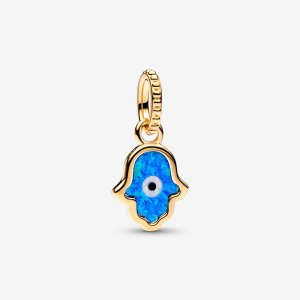 (kuva) Pandora Opalescent Blue Hamsa Hand -korvakorun riipus - 762699C01