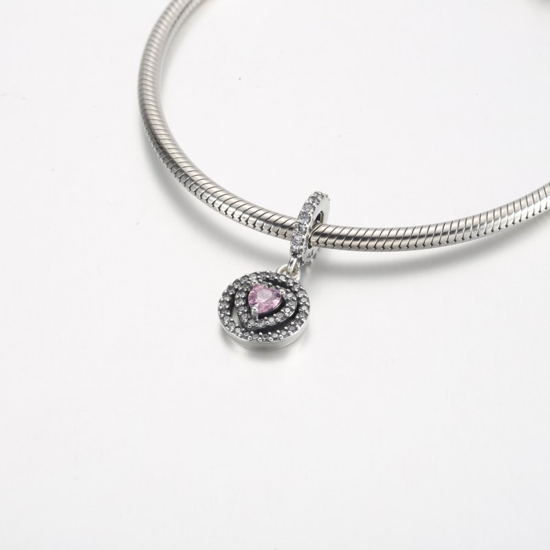(kuva) Pandora Sparkling Double Halo Heart Dangle Charm - 791476C01 - Näytä 4