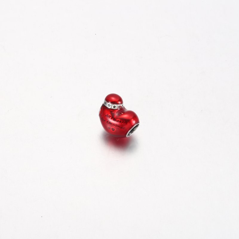 (kuva) Pandora Metallic Red Christmas Heart Charm - 792336C01 - Näytä 2