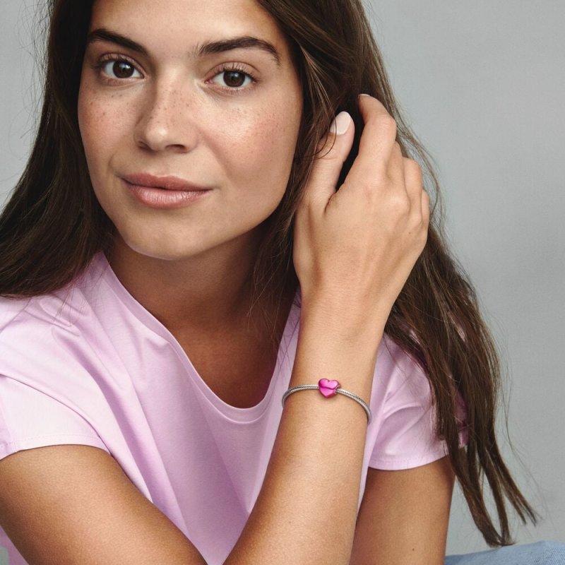 (kuva) Pandora Metallic Pink Heart Charm - 799291C03 - Näytä 6