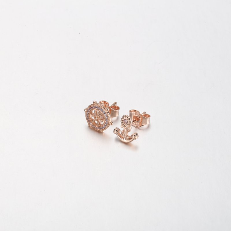 (kuva) PANDORA Rose Gold Sparkling Ruori ja ankkari Korvakorut - P-D-3739 - Näytä 2