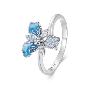 (kuva) PANDORA-tyylinen Sininen Iiris Avonainen Rengas - BSR509-E