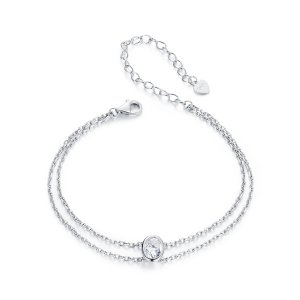 (kuva) PANDORA-tyylinen 1 kt kaksoiskerroksen moissanite-rannekoru (yksi sertifikaatti) - MSB012