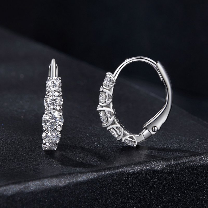 (kuva) PANDORA-tyyliset Kimaltavat Moissanite-korvakorut (Kaksi Sertifikaattia) - MSE04 - Näytä 2