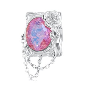 (kuva) PANDORA-tyyli Kuivunut Öljymaalaus Ruusu Amuletti - SCC2698