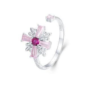 (kuva) PANDORA-tyylinen Iris Cross Open Ring - BSR526-E