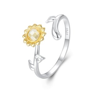 (kuva) PANDORA-tyylinen Auringonkukka-avorengas - BSR549-E