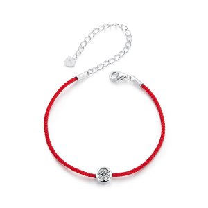 (kuva) PANDORA-tyylinen Hieno Moissanite Punainen Nauha Ranneke (Yksi Todistus) - MSB014