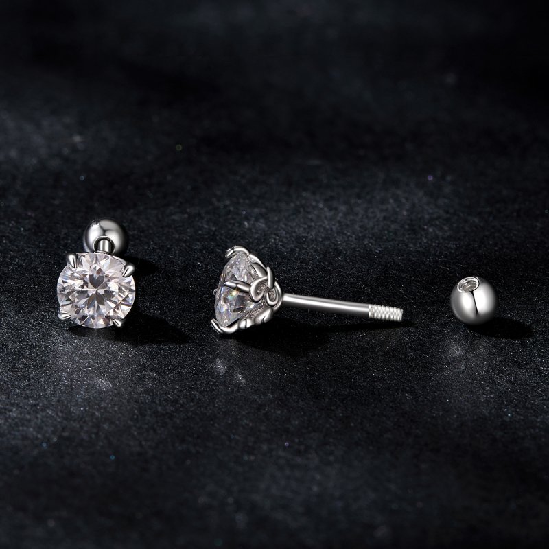 (kuva) PANDORA-tyyliset Moissanite-kuviokierteiset pallokorvakorut (kaksi sertifikaatti - Näytä 4