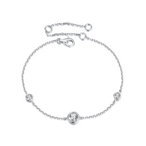 (kuva) PANDORA-tyylinen Tähtimäinen Moissanite Ranneke (yhdellä sertifikaatilla) - MSB018