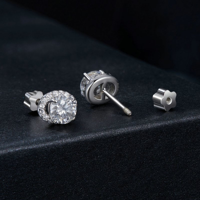 (kuva) PANDORA-tyyliset Tähtimäinen Moissaniitti 0,5ct korvakorut (kaksi sertifikaattia - Näytä 2