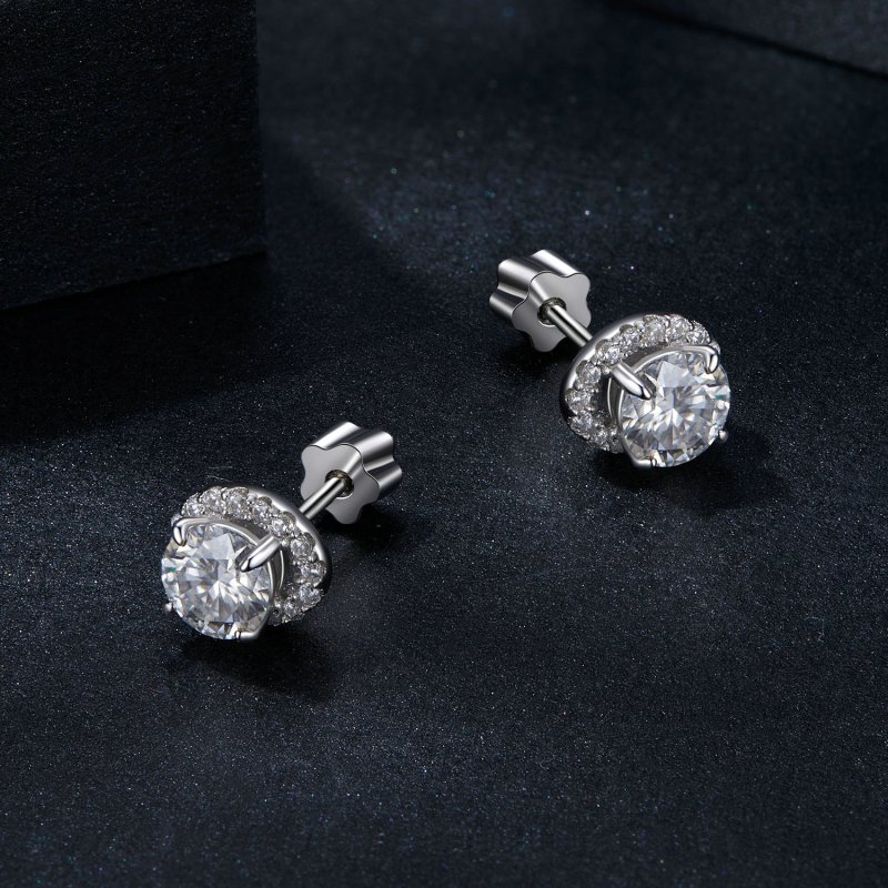 (kuva) PANDORA-tyyliset Tähtimäinen Moissaniitti 0,5ct korvakorut (kaksi sertifikaattia - Näytä 3