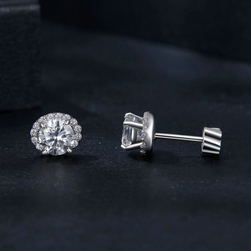 (kuva) PANDORA-tyyliset Tähtimäinen Moissaniitti 0,5ct korvakorut (kaksi sertifikaattia - Näytä 4