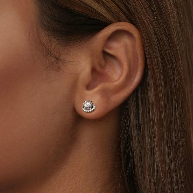 (kuva) PANDORA-tyyliset Tähtimäinen Moissaniitti 0,5ct korvakorut (kaksi sertifikaattia - Näytä 5