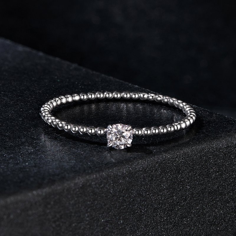 (kuva) PANDORA-tyylinen Hieno Helminen Moissanite Kasaantumissormus (Yksi Todistus) - M - Näytä 3