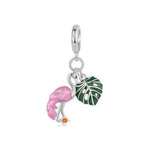 (kuva) PANDORA-tyylinen Flamingo Kilpikonna Lehden Ripustin - SCC2830