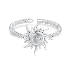 (kuva) PANDORA-tyylinen Aurinko ja Kuu -avorengas - SCR1038-E