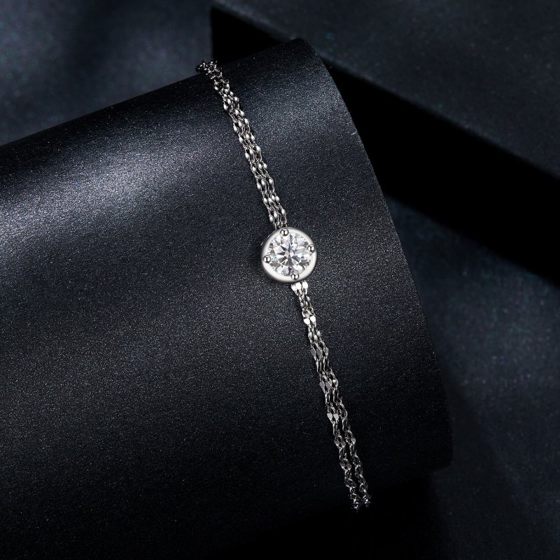 (kuva) PANDORA Tyyli 0,5 ct moissanite kaksoiskaistale rannekoru (yhdellä sertifikaatil - Näytä 2
