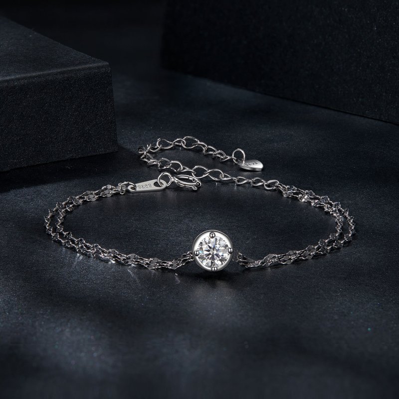 (kuva) PANDORA Tyyli 0,5 ct moissanite kaksoiskaistale rannekoru (yhdellä sertifikaatil - Näytä 3