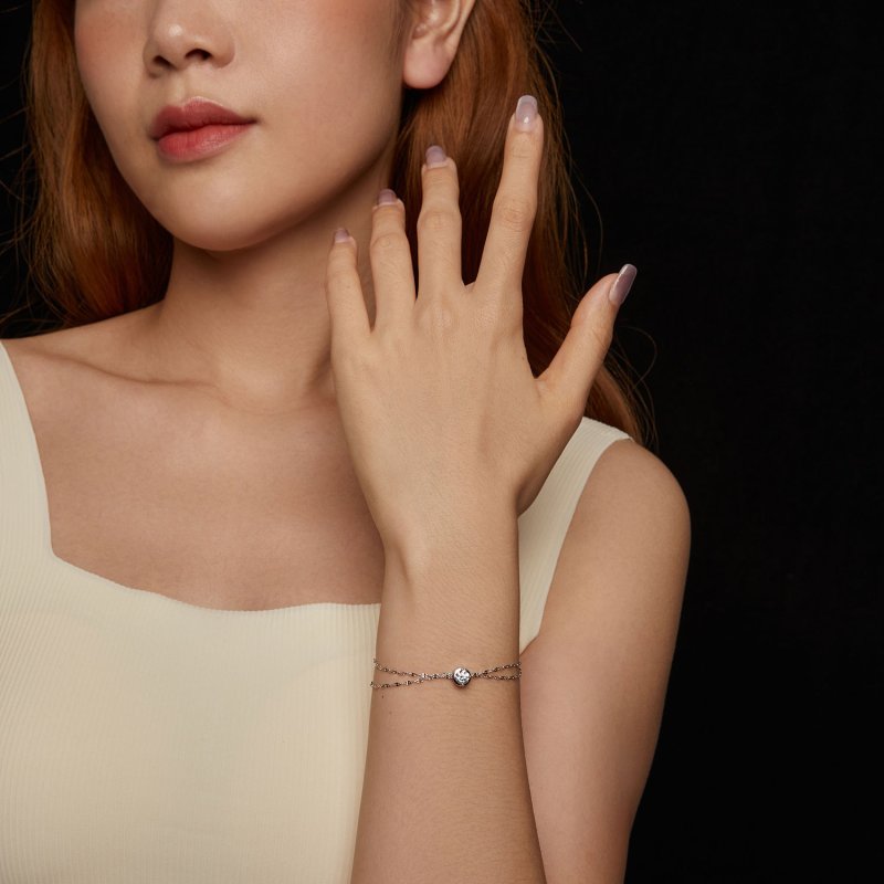 (kuva) PANDORA Tyyli 0,5 ct moissanite kaksoiskaistale rannekoru (yhdellä sertifikaatil - Näytä 6