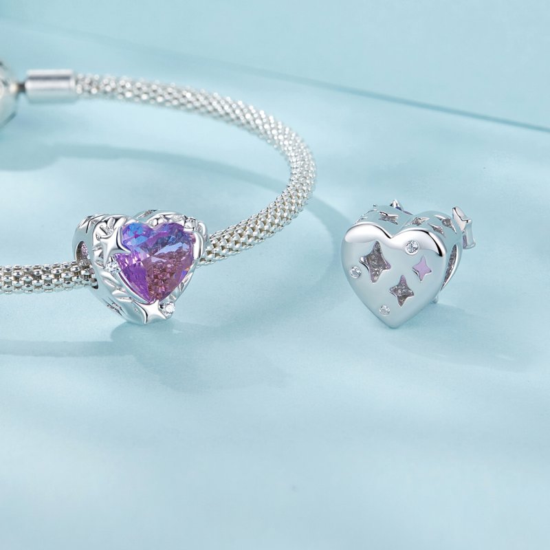 (kuva) PANDORA Tyyli Violetti pinkki gradient sydän Charm - SCC2824 - Näytä 4