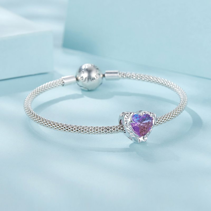 (kuva) PANDORA Tyyli Violetti pinkki gradient sydän Charm - SCC2824 - Näytä 5